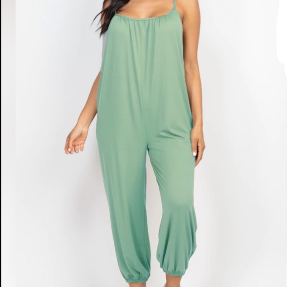 Capella Pants - CAPELLA Green Bay Sleeveless Jogger Jumpsuit Size Large